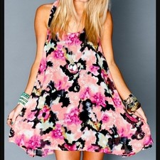 Show Me Your Mumu Floral Tank dress Sleeveless Pink Purple Black Women's Small