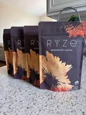 RYZE Mushroom Coffee Organic 30 Servings 6.35 OZ 180g each bag 4 BIG BAG LOT