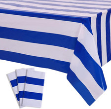 3 Packs Blue and White Vertical Striped Tablecloth 54 x 108 Inch Nautical Blue S