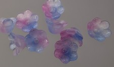 Czech Glass Flower Beads Light Blue Purple Ombr  10mm Qty: 10