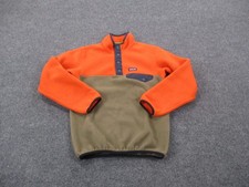 Patagonia Jacket Boys M 10 Orange Brown Snap T Sweater Pullover Outdoors 65571