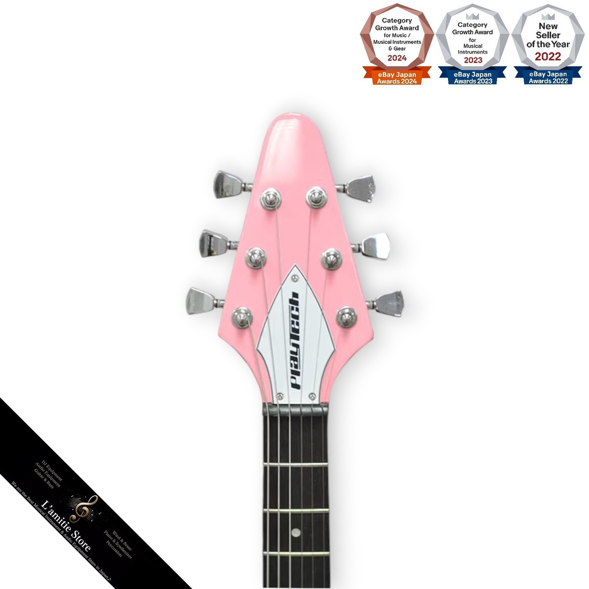 PLAYTECH FV430 PINK Flying V Type Electric Guitar 2 Humbuckers