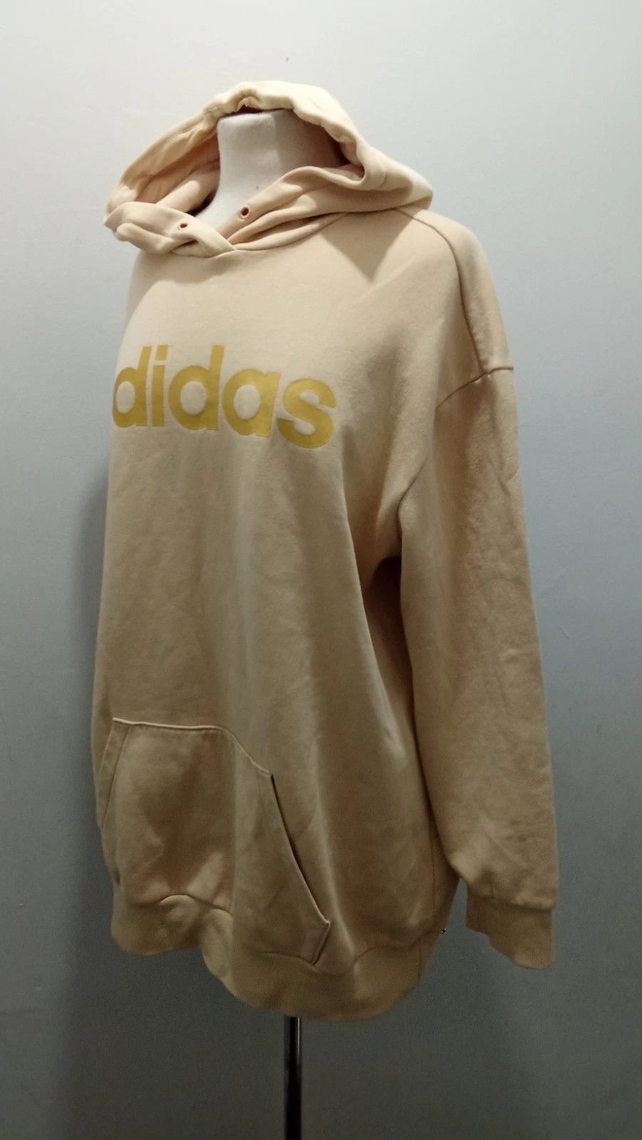 ADIDAS Women Beige Hoodie UK 16-18 Cotton Blend Pullover Casual Sweatshirt