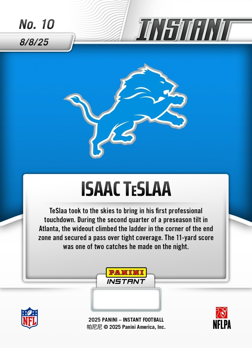2025 Panini Instant NFL Isaac TeSlaa ROOKIE CARD 1/519 SP Detroit