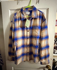 Goodfellow  Co Heavyweight Standard Fit Flannel Plaid Button-Up Shirt XL Blue