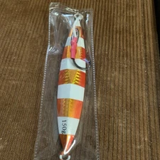 Orange /white Fast  Pitch Jig Saltwater Fishing Vertical Jig Lure With Glow Hook