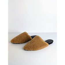 Jenni Kayne Mules EU 38 Cognac Tan Shearling Pointy Toe Slip On Flat EUC NWOT