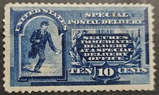 US Revenue - Special Delivery Stamp - Scott # E1 - MH OG - Thin - Small Tear