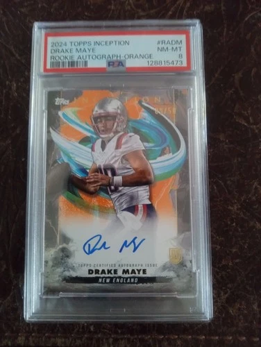 2024 TOPPS INCEPTION DRAKE MAYE ROOKIE AUTO ON CARD PSA 8  9/50! ON FIRE🔥🔥🔥🏈