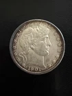 1901-O ~ Barber Half Dollar 50C ~ 90% Silver ~ New Orleans
