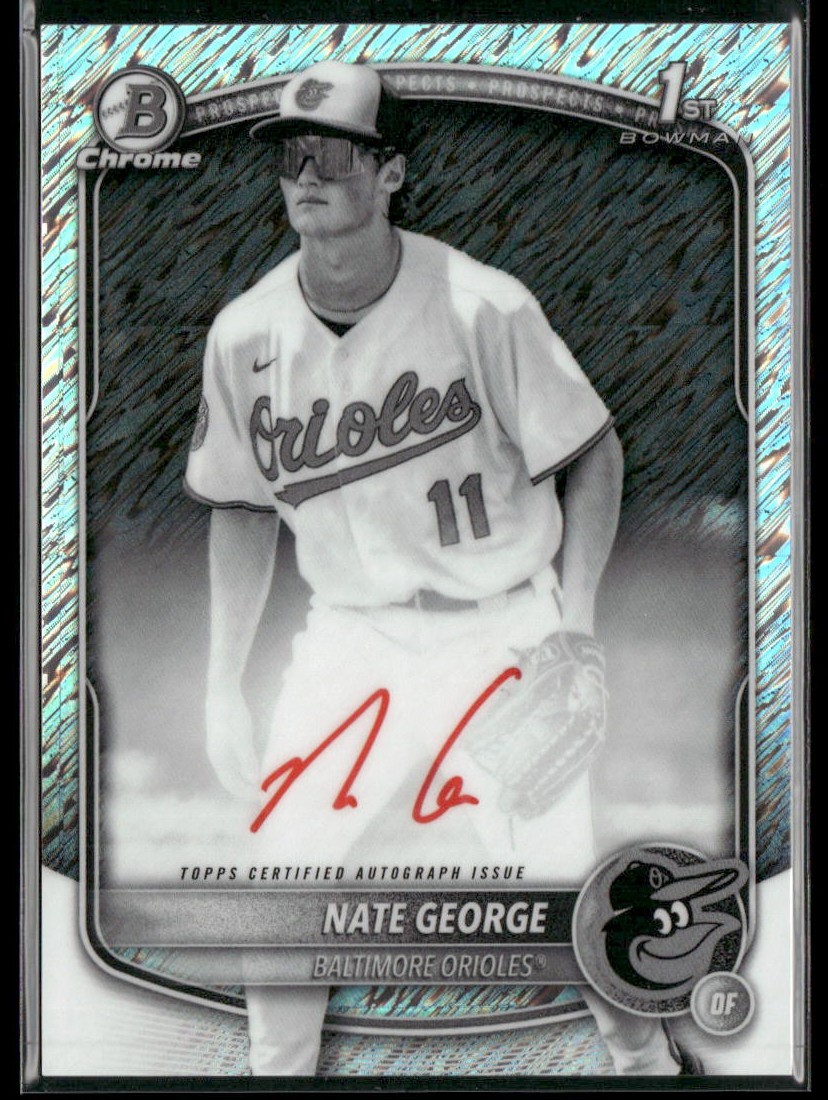 2025 Bowman Chrome Prospect Auto Nate George Black & White Shimmer 1st