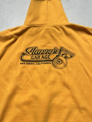 Men's Slappy's Garage Hoodie Yellow Spell-Out L Skateboard San Diego Half Pipe