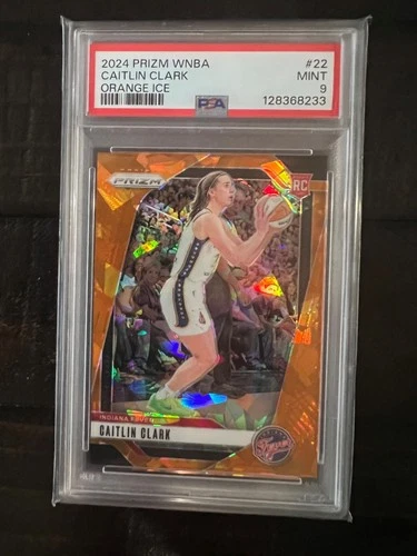 2024 Panini Prizm WNBA #22 Caitlin Clark Orange Ice Prizm Rookie RC PSA 9 Card