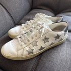 Saint Laurent White Leather Sneakers Silver Star Accents Lace Up Men's Casual — photo 3