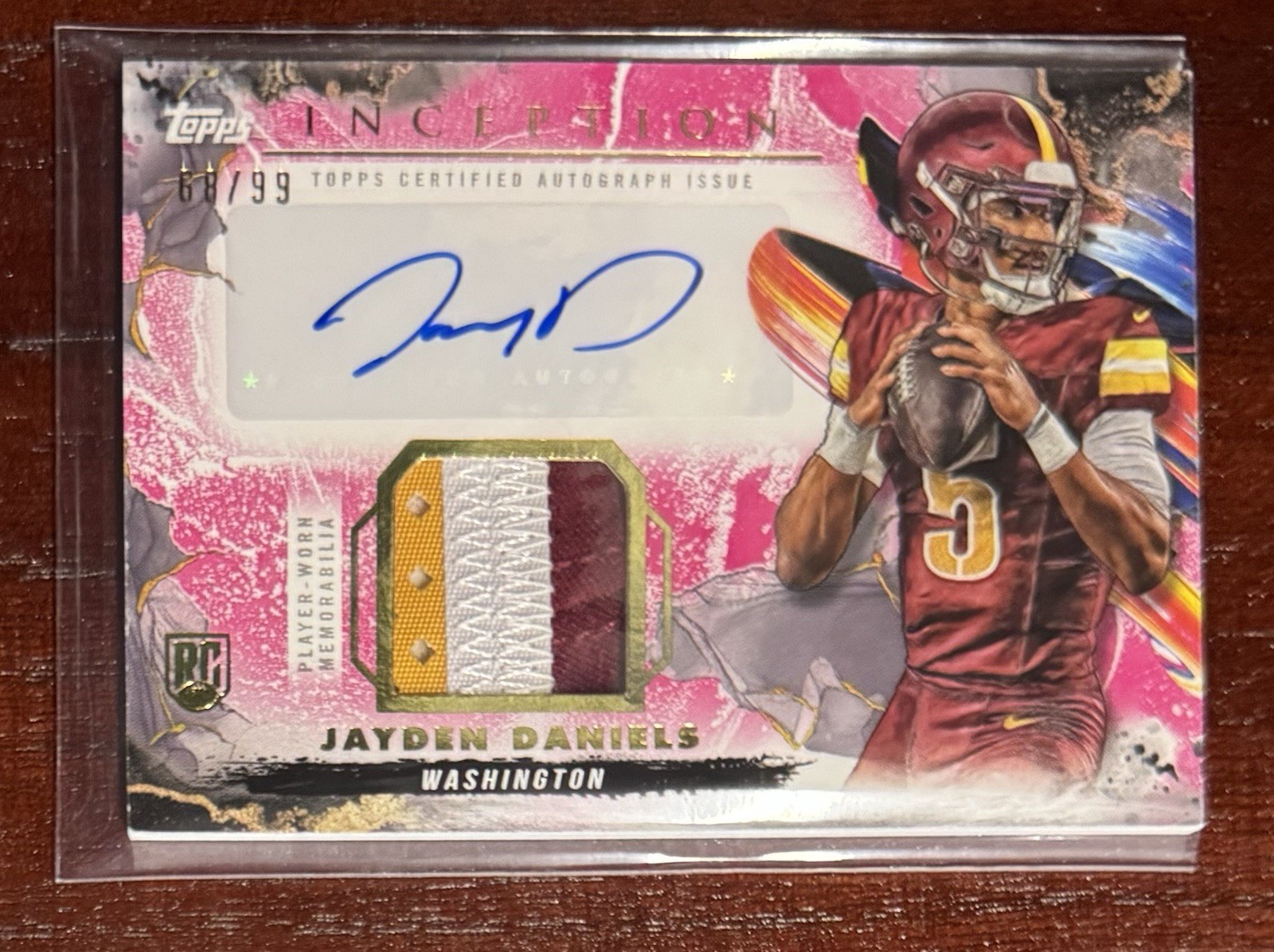 2024 Topps Inception Jayden Daniels #PPA-JD Provenance Patch Magenta Auto RC /99