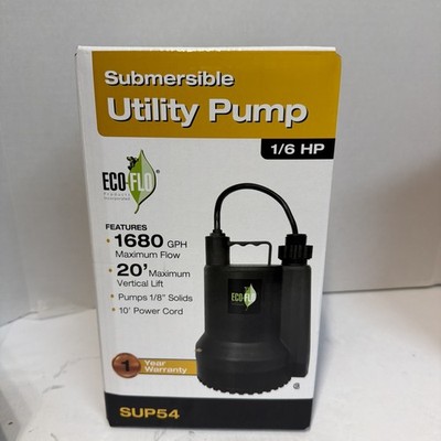 ECO-FLO # SUP54 1/6 HP 1680 GPM SUBMERSIBLE UTILITY PUMP