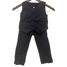 Unbranded 2pc Vest and Pants Suit Set Kids Black Formal Wedding Special Occasion