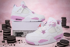 Women's Jordan 4 Retro White Pink Oreo All Size US 5.5-11