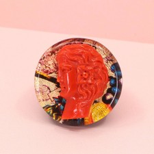 By Danilova, Japanese Momo Carved Coral Femal...