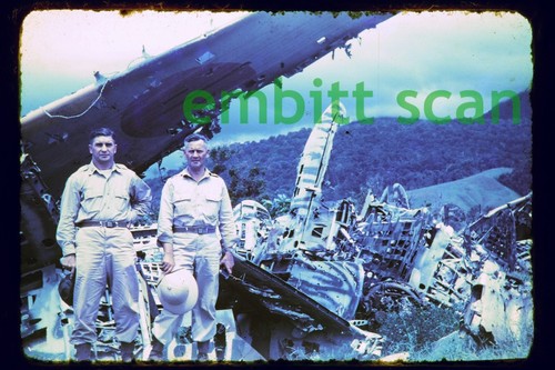 Original Slide, Wreckage of WWII Japanese Aircraft at Hollandia New Guinea, 1945