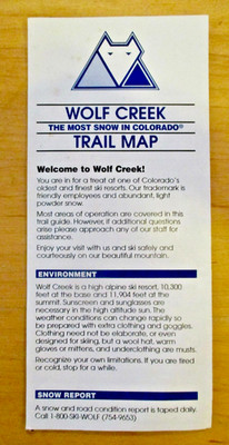 *VINTAGE* WOLF CREEK COLORADO Trail Map (1990er Jahre)