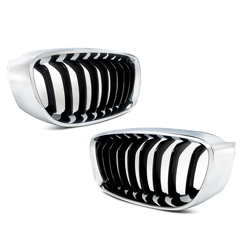 Chrome+Black Front Kidney Grille For 12-18 BMW F34 328i 330i 335i 340i GT xDrive Foto 4 de 4