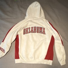Colosseum Athletics Oklahoma Sooners OU White/Red Hoodie Sweatshirt Size L