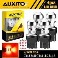 4X 7443 7440 LED Red Strobe Flash Blinking Brake Stop Tail Parking Light Bulbs D