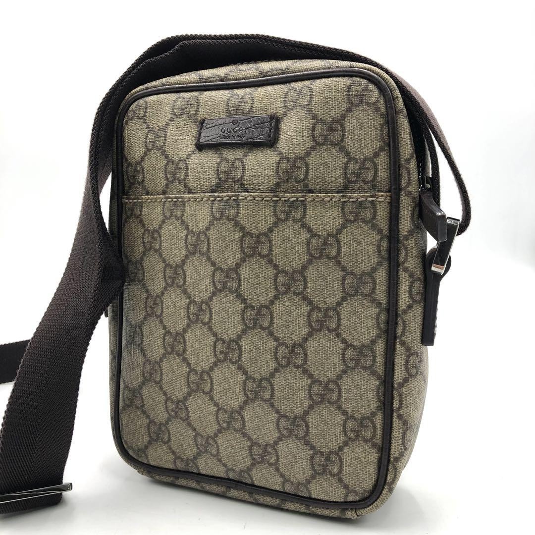 Vintage GUCCI GG Supreme Shoulder Bag in Brown PVC Leather  