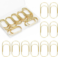 50 Pcs Jumbo Paper Clips 2 Inch 50Mm , Large Gold Paperclips, Non-Skid Smooth S