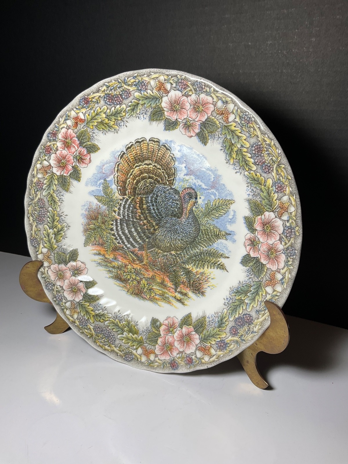 2x Churchill Myott Factory Thanksgiving 10” Turkey Dinner Plates-Holiday England