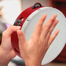 8 Inch Hand Tambourine With Metal Single Row 6pcs Metal Cymbals Jingles For IZON