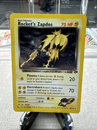 Pokémon TCG Rocket's Zapdos 15/132 Gym Challenge Unlimited Holo Rare LP