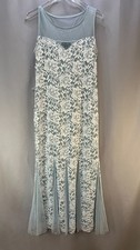 Candalite Gown Dress Womens Large Blue Floral Lace Sequin Mesh Sleeveless Prom