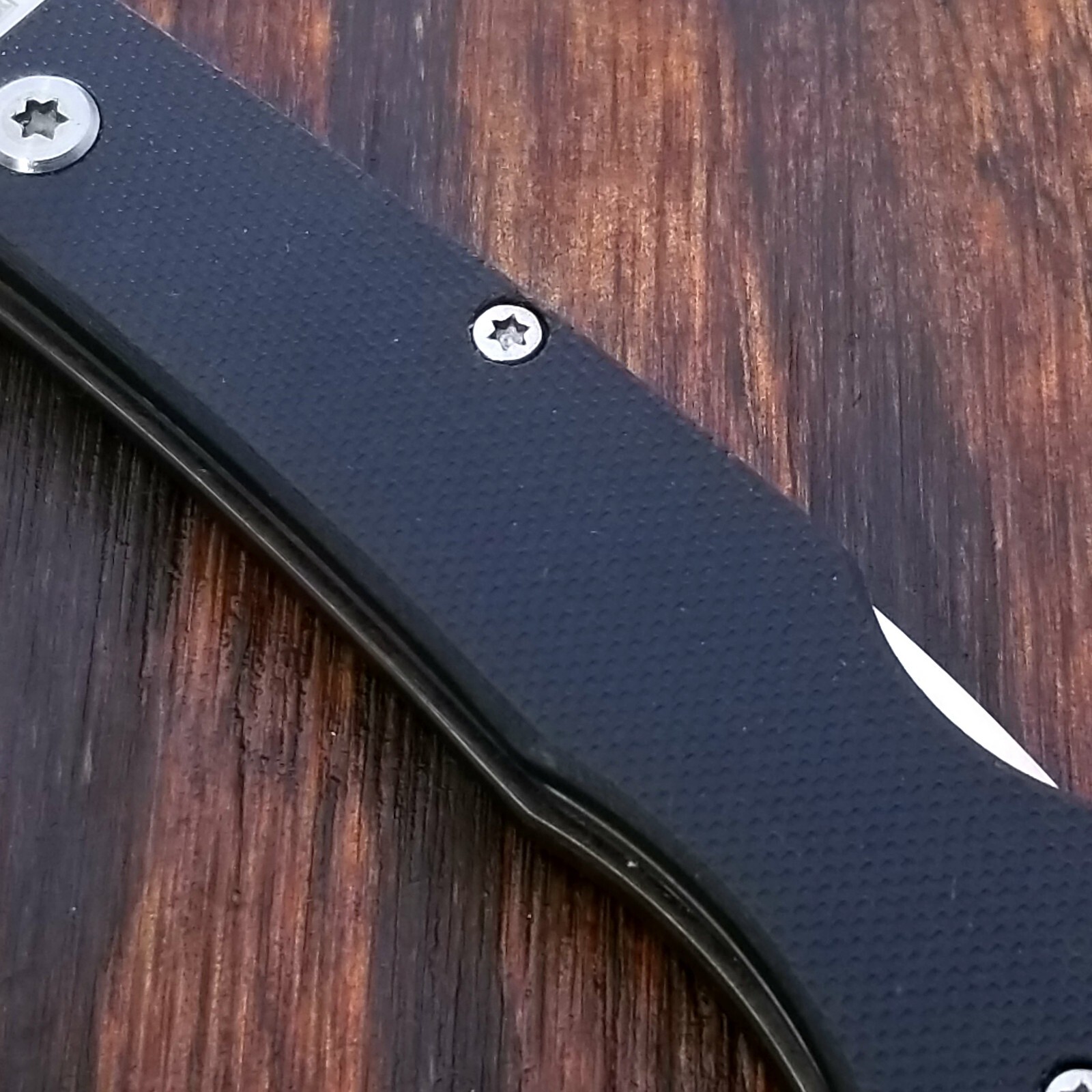 Rough Rider Knife Lockback Black G10 Handles Clip Point Plain Edge