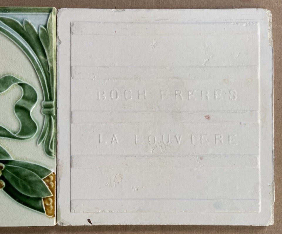 BELGIUM ANTIQUE ART NOUVEAU MAJOLICA 2 TILES SET C1900 | eBay