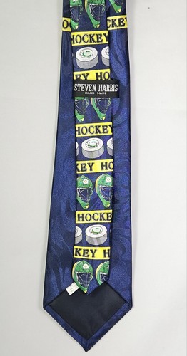 Hockey Gear Skates Helmet Coach Team Gift Puck Stick Blue Neck Tie - Picture 4 of 4