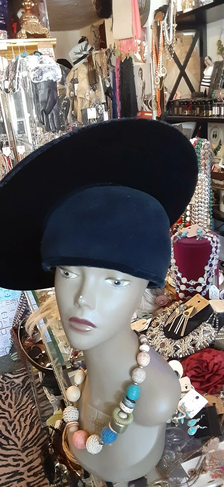 Chapéu derby vintage de alta costura com estampa de leopardo pele de bezerro disco de veludo anos 80 - Imagem 3 de 4