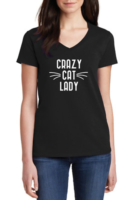 V-neck Crazy Cat Lady Shirt Gifts for Cat Lovers Cat Person Cat Lover Gift Tee
