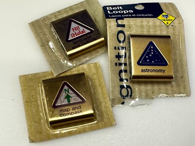 Hi Hola Map & Compass Astronomy Boy Scout of America Merit Belt Badges -Lot of 3