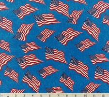 United States Flags Vote Patriotic Stars Stripes Cotton Fabric Red White Blue
