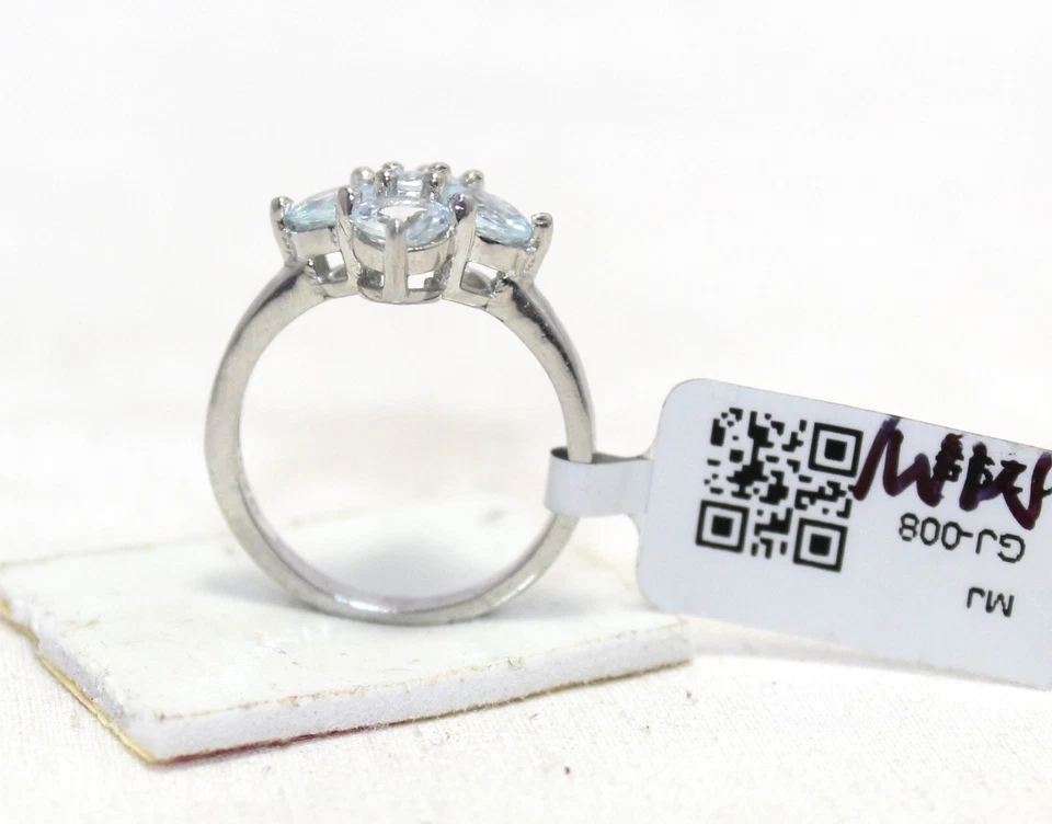 Ring 925 Sterling Silver Natural Aquamarine Gem Stone Filigree Women Gift F267 - Image 3 of 4