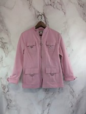 St John Jacket Womens Medium 8 10 Pink Zip Pocket Flip Cuff Bubblegum Light