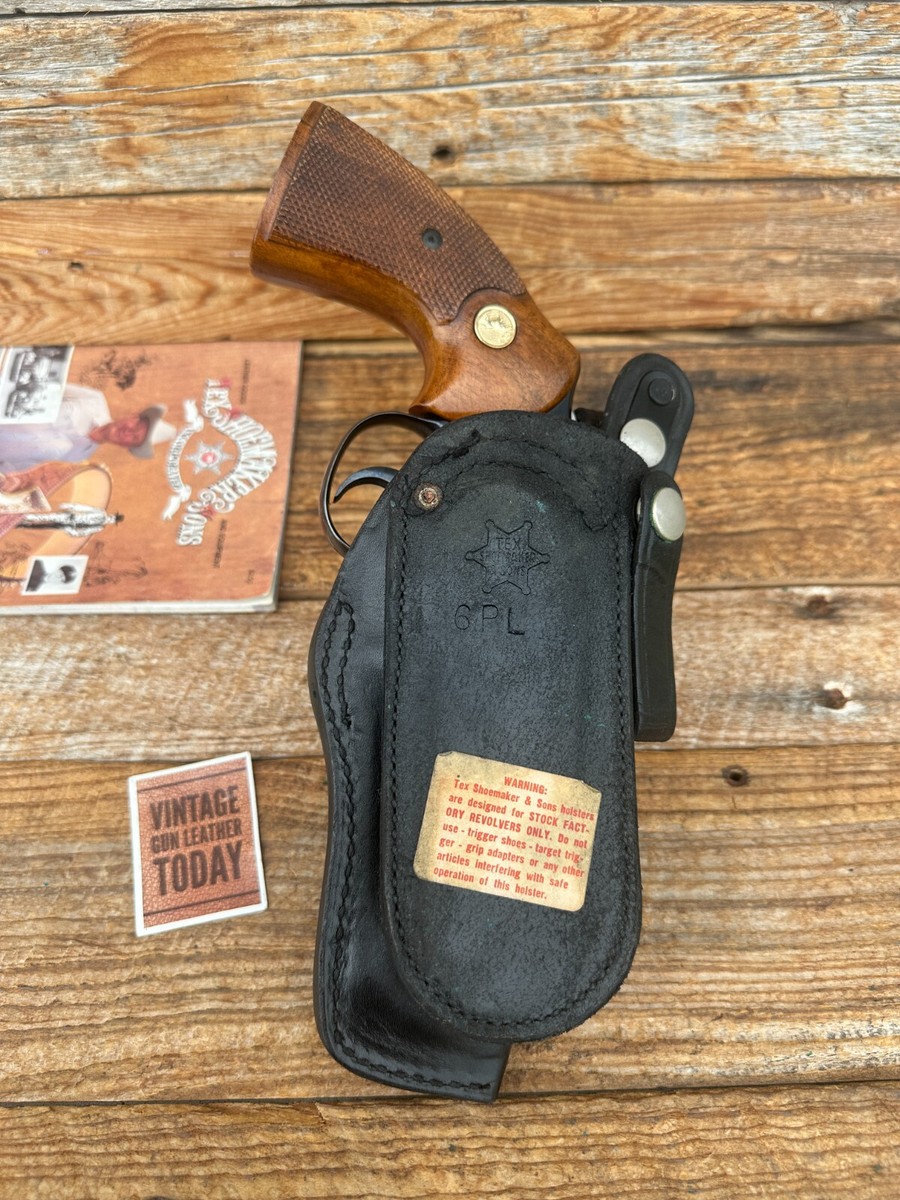 Vintage Shoemaker 6PL Black Leather Paddle Holster For Colt Python