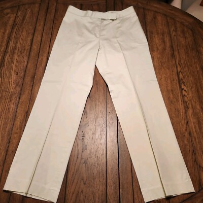 Lands End Womans Ladies Cream Pleated Kakis Business Dress Designer Pants  (12) | eBay