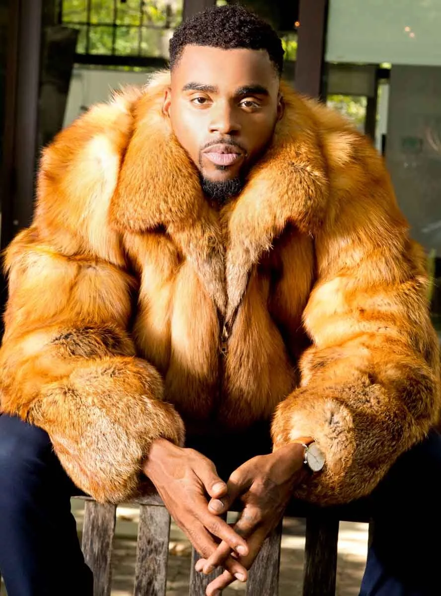 70cm Winter Full Pelt Mens Real Red Fox Fur Coat Genuine Fur Jacket Warm  Outwear