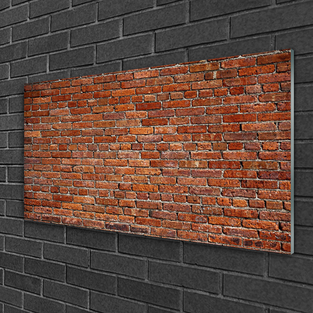 Tableau sur verre impression briques 100x50 cm pour decoration murale