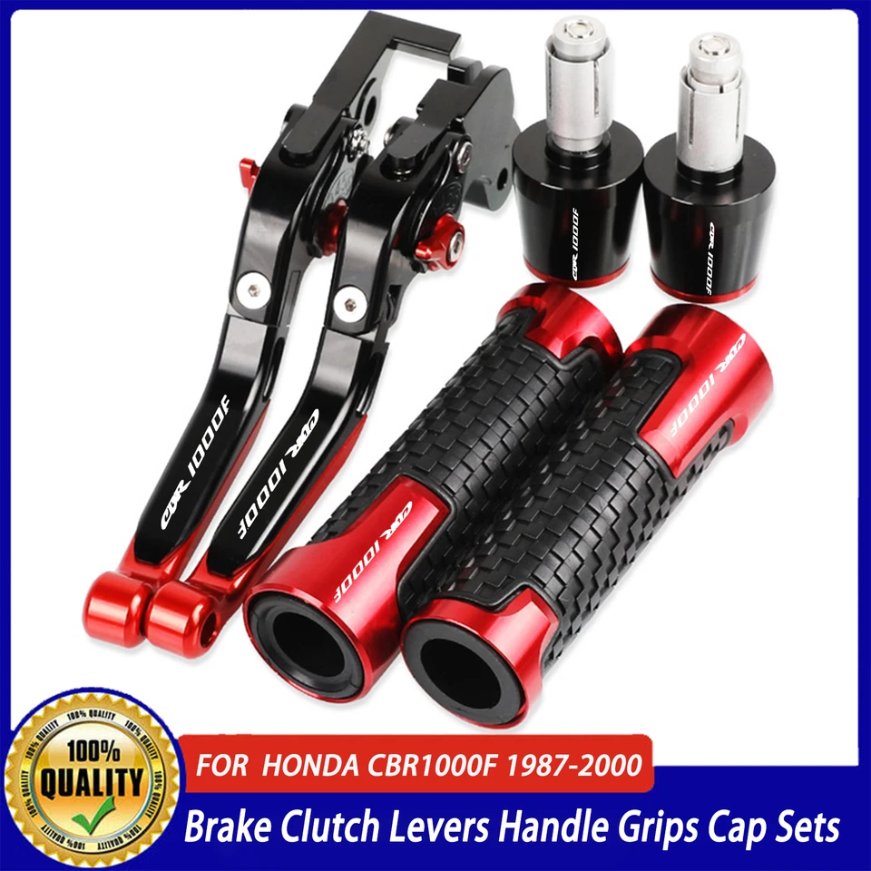 CNC Brake Clutch Levers Handle Grips Cap Sets For Honda CBR1000F 1987-2000 Foto 3 de 4