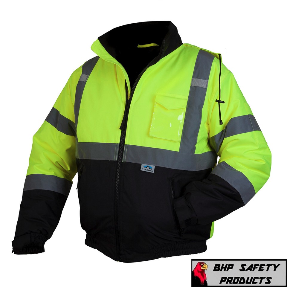 HIGH VISIBILITY WATERPROOF INSULATED HI VIS REFLECTIVE ROAD WORK BOMBER ...