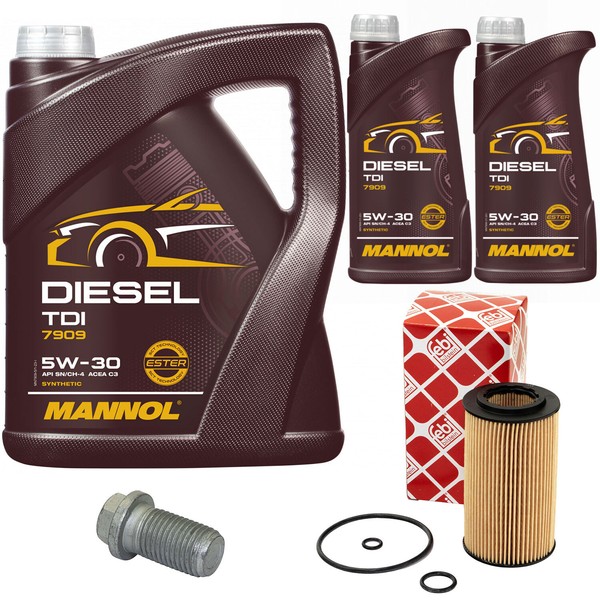 MotoröL Set Mannol 5W-30 7 Liter + ÖLfilter + Schraube FüR Mercedes C-Klasse CLC-image